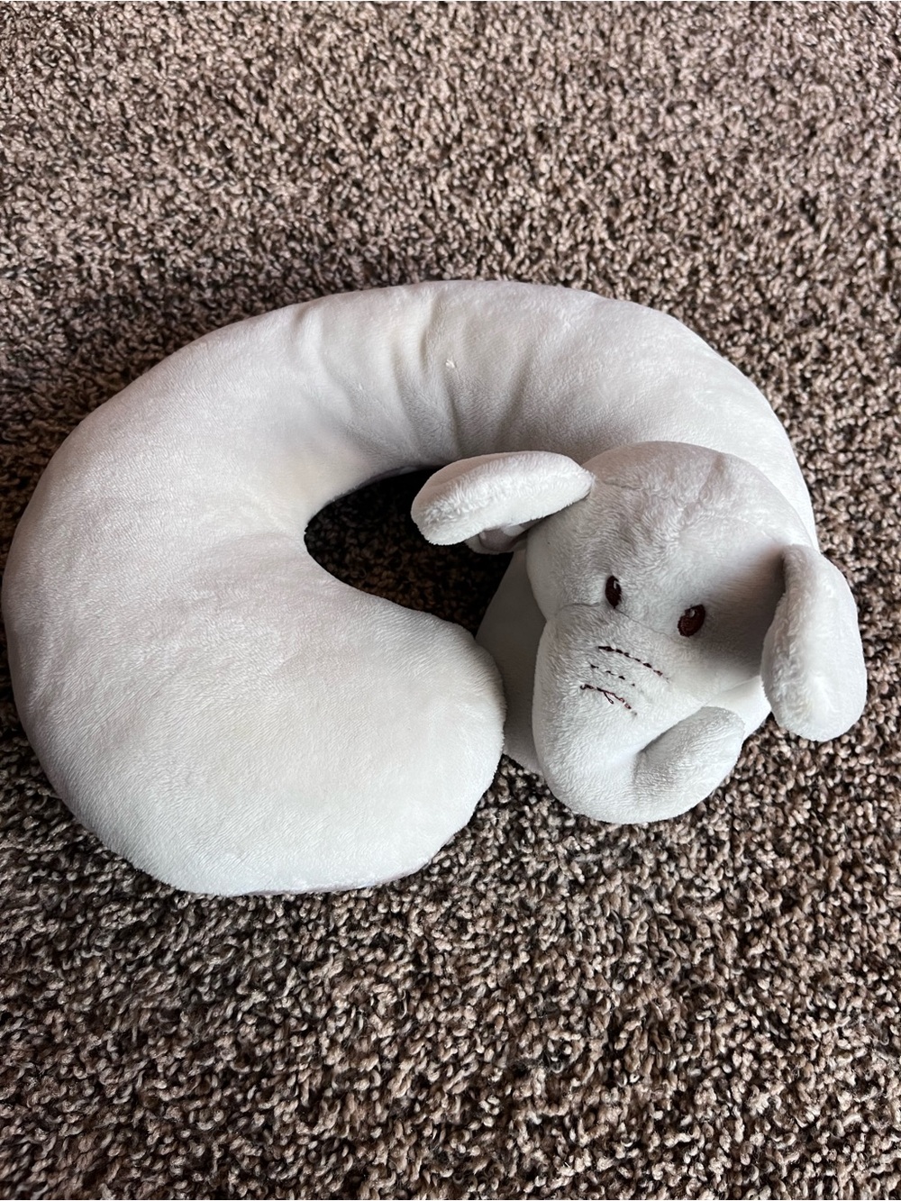 Plush Elephant Neck Pillow - Soft Gray Kids Travel Pillow